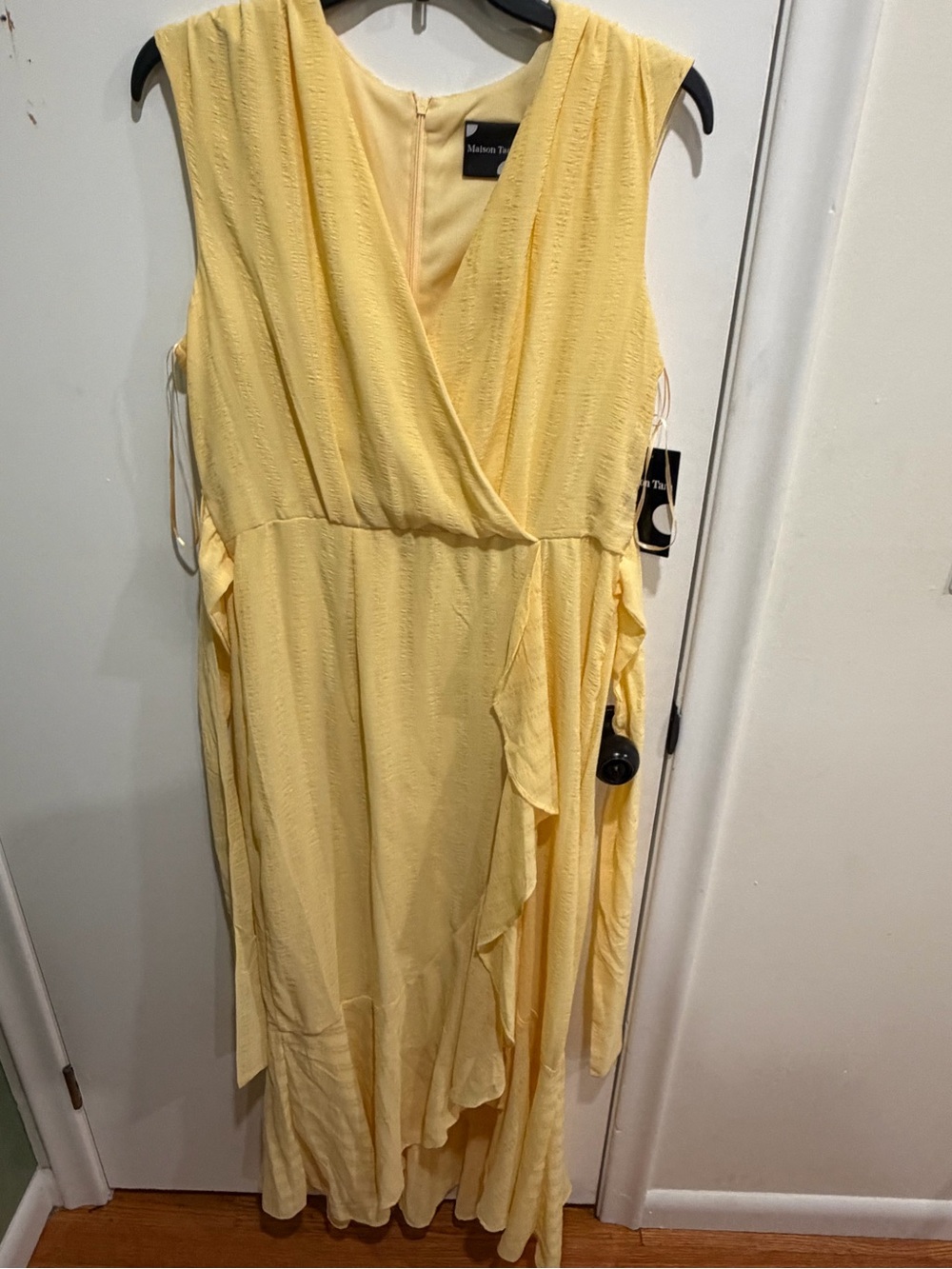 Yellow Sleeveless Wrap Midi Dress by Maison Tara - NWT